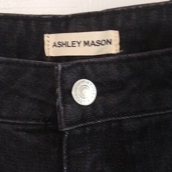 Ashley Mason 90s wide legs black jeans Size 31 hi rise raw hem - Picture 4 of 9